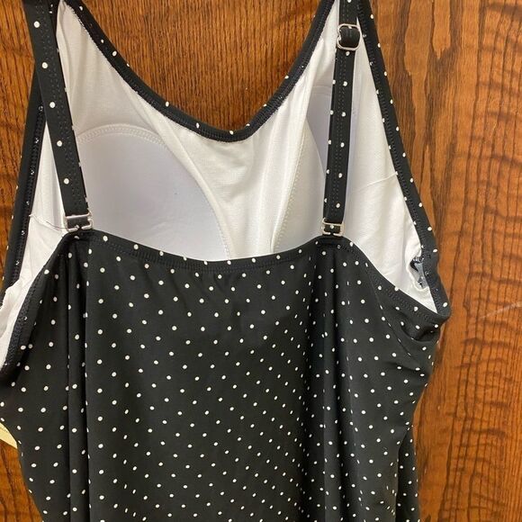St. john's Bay Black Dots Tankini‎ Swimsuit Top - Picture 9 of 11